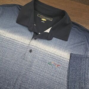 Greg Norman Play Dry Performance Golf Polo Shirt Blue Ombre Stripe Size Large